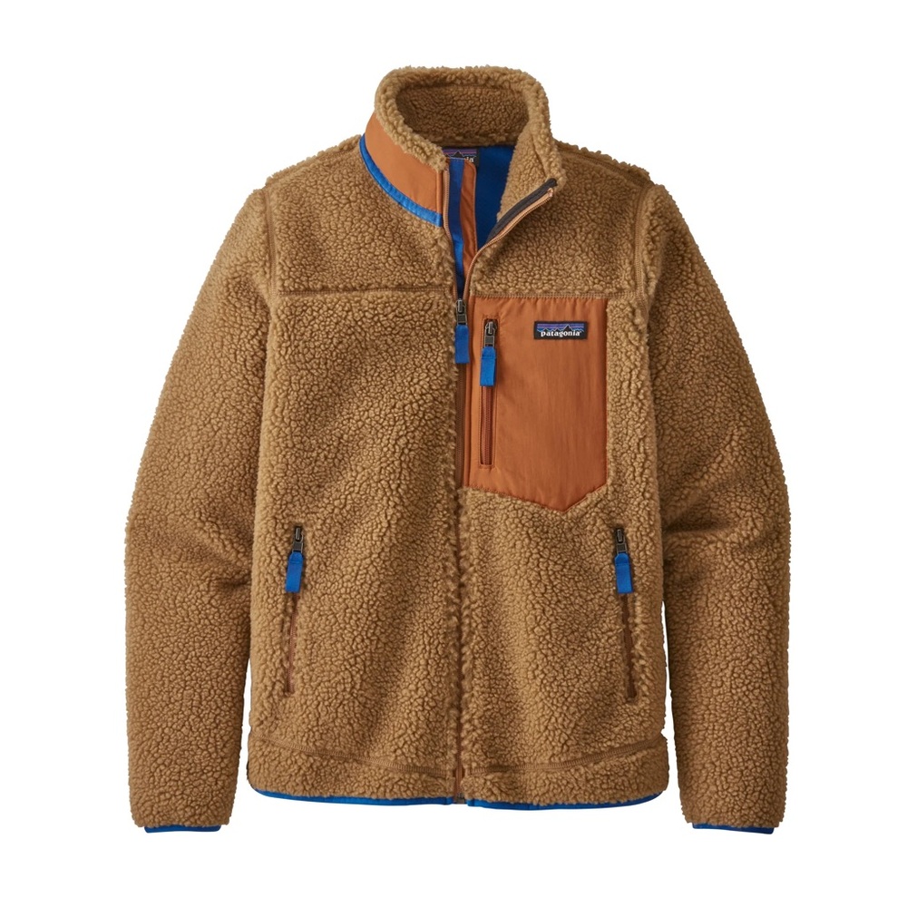 Patagonia retro X Tan and Blue Fleece Jacket NWOT